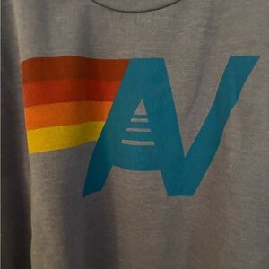 Aviator Nation Gray Sweater with Rainbow and Blue Logo